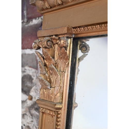 945 - A large Victorian giltwood and composite framed over-mantel mirror with original plate, 160 cm x 136... 