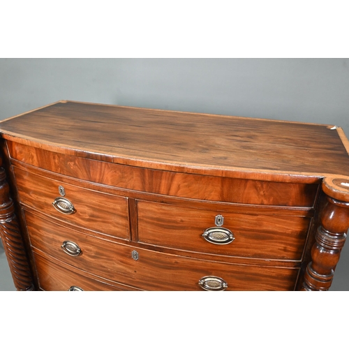 951 - Victorian cross-banded mahogany chest of two short over three long graduated drawers, flanked by ful... 