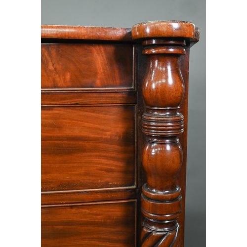 951 - Victorian cross-banded mahogany chest of two short over three long graduated drawers, flanked by ful... 