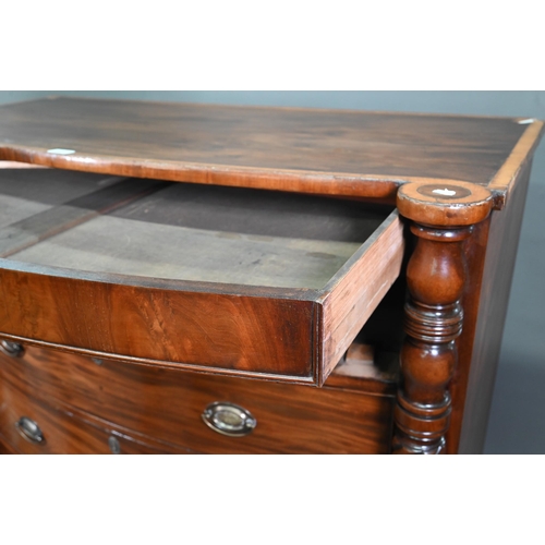 951 - Victorian cross-banded mahogany chest of two short over three long graduated drawers, flanked by ful... 