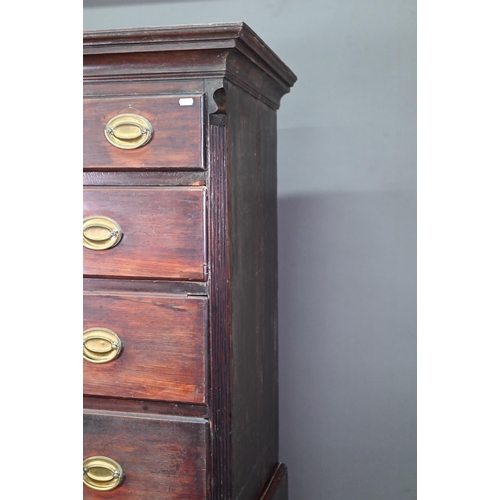 958 - A George III mahogany chest on chest of three short over three long graduated drawers flanked by can... 