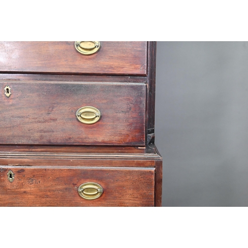 958 - A George III mahogany chest on chest of three short over three long graduated drawers flanked by can... 