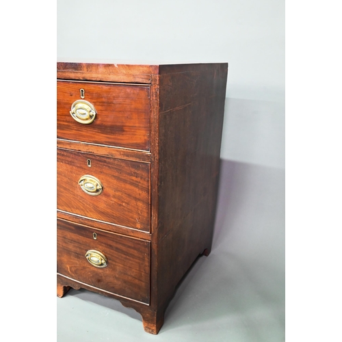 988 - A Victorian mahogany bowfront kneehole desk, with six drawers and recessed cupboard, raised on splay... 