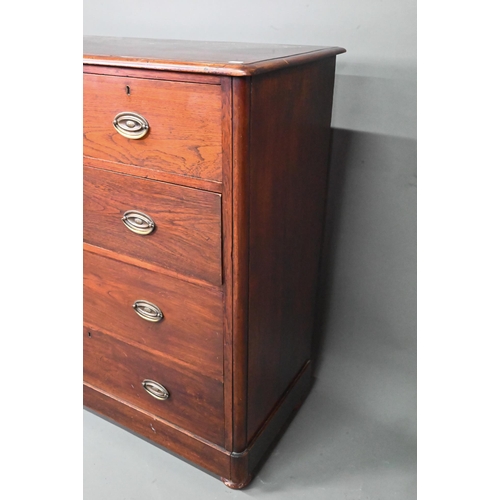 999 - An Edwardian shallow stained chest of two short over three long graduated drawers, on bun feet, 101 ... 