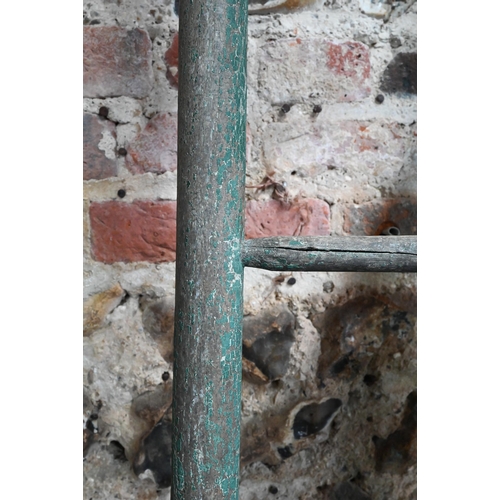 1032 - A vintage distress paint finished ladder, 262 cm long x 36 cm w