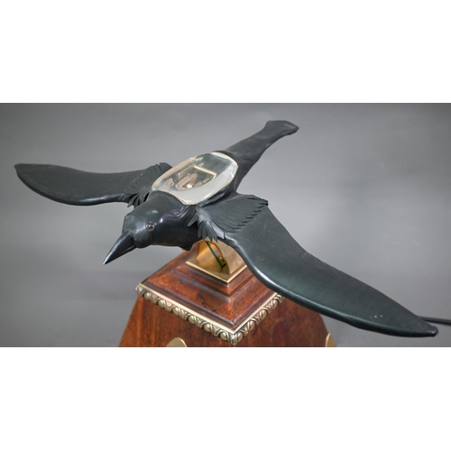 1250 - A brass, copper and leather 'Flying Mascot' automaton crow, probably designed as a shop window displ... 