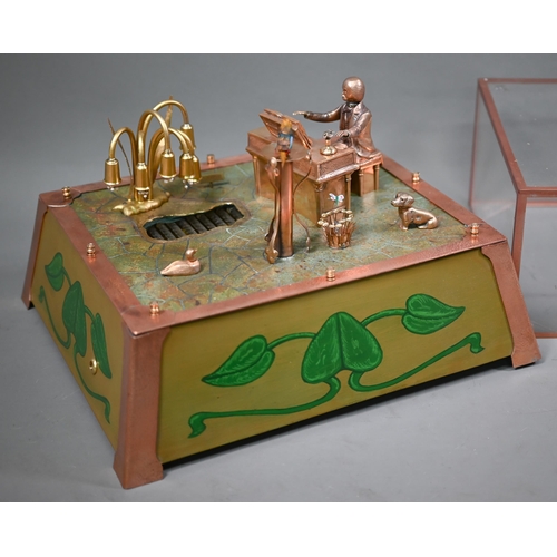 1253 - A musical automaton scene - 'The Musician's Garden', the pianist plays, teaching the bird to sing, w... 