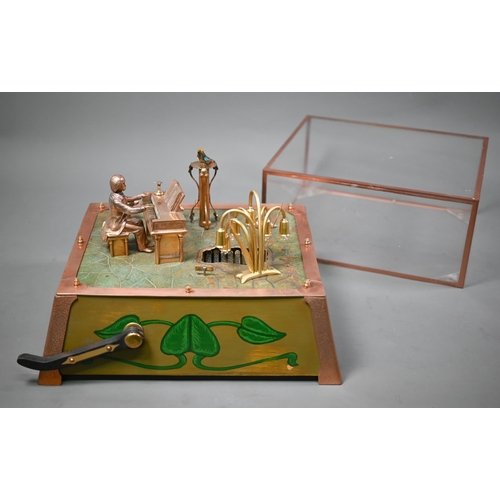 1253 - A musical automaton scene - 'The Musician's Garden', the pianist plays, teaching the bird to sing, w... 