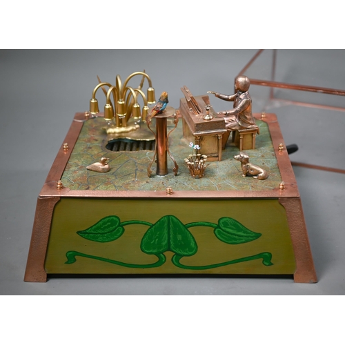 1253 - A musical automaton scene - 'The Musician's Garden', the pianist plays, teaching the bird to sing, w... 