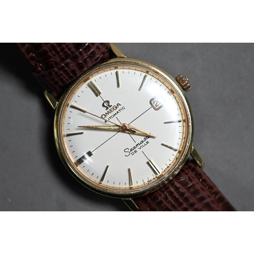270 - A gold plated Omega automatic Seamaster De Ville wrist watch, the champagne dial with gilt batons an... 
