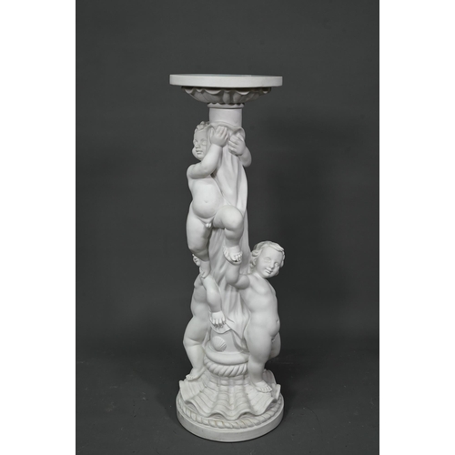 66 - A large Parian style figural jardinière stand, approx. 26 cm dia. x 90 cm h