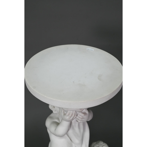 66 - A large Parian style figural jardinière stand, approx. 26 cm dia. x 90 cm h