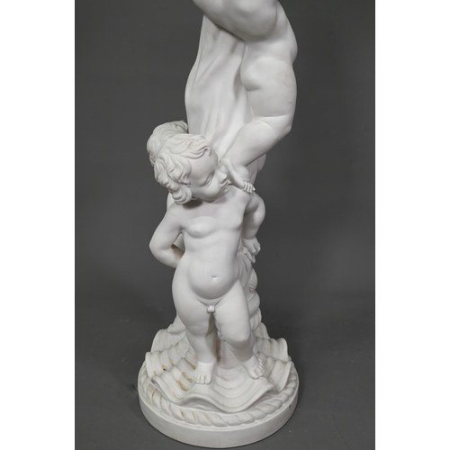 66 - A large Parian style figural jardinière stand, approx. 26 cm dia. x 90 cm h