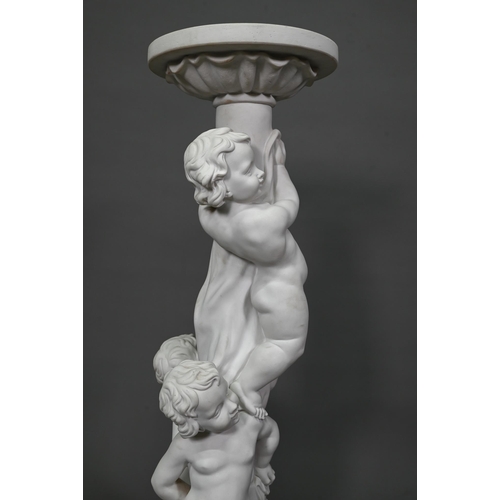 66 - A large Parian style figural jardinière stand, approx. 26 cm dia. x 90 cm h