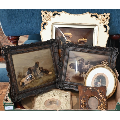 Three antique framed crystoleums, to/w a portrait miniature on paper and other frames (box)