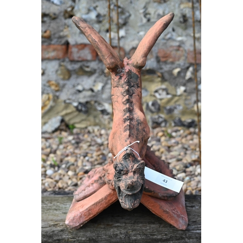 43 - A cast terracotta dragon ridge tile (repaired wing)