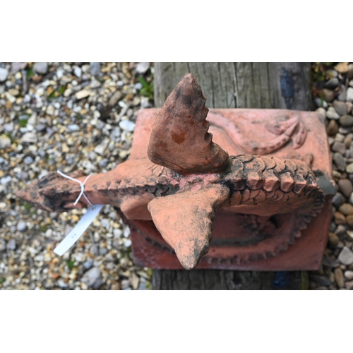43 - A cast terracotta dragon ridge tile (repaired wing)