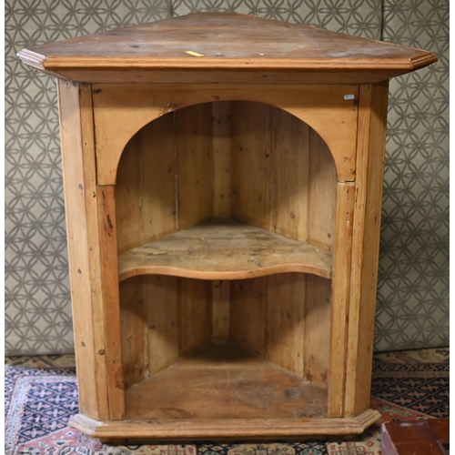 515 - # A old stripped pine open corner shelves/cabinet