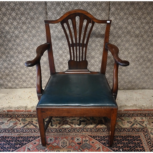 520 - # A Georgian mahogany elbow chair with fabric seat (ex commode chair)