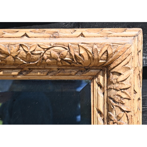 532 - An antique floral-carved pine wall mirror with bevelled plated, 52 cm h x 42 cm w, to/w a bevelled c... 