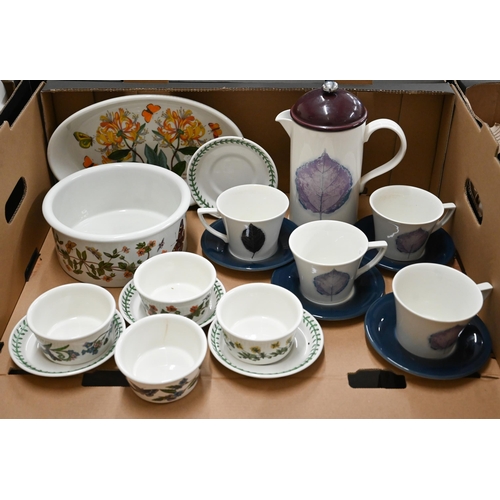 77 - A Portmeirion 'Dusk' coffee set for four, to/w four 'Botanic Garden' ramekins on saucers and two ser... 