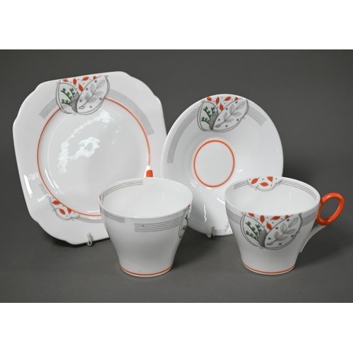 640 - An Art Deco Shelley 'Ideal China' tea service for ten, with two sandwich plates and milk and sugar p... 