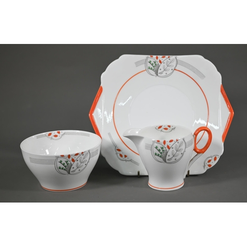 640 - An Art Deco Shelley 'Ideal China' tea service for ten, with two sandwich plates and milk and sugar p... 