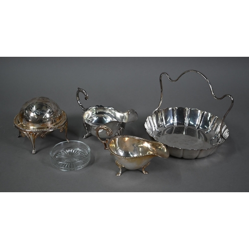 10 - An epns half-reeded four-piece tea/coffee service to/w a candelabrum, comport, ice-bucket, syphon st... 
