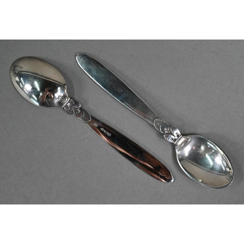 109 - A cased set of six Georg Jensen 'Cactus' pattern coffee spoons, London Import 1930, 3oz