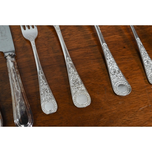 12 - An extensive set of A1 plated flatware for twelve settings, with ornately-cast handles, maker L &... 