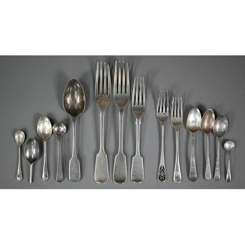 127 - Various Georgian and later flatware - all a/f, 11.5oz total