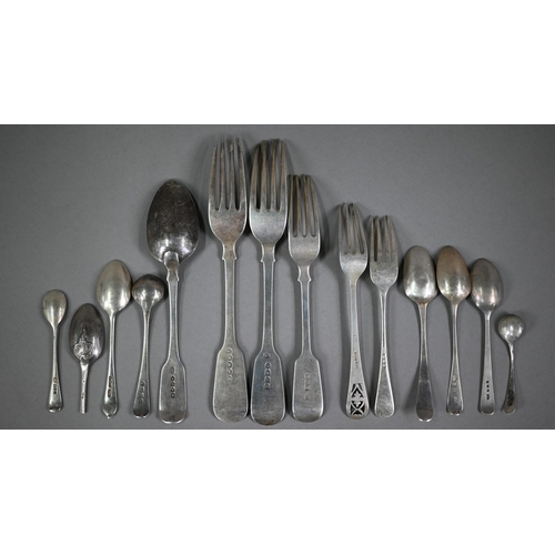 127 - Various Georgian and later flatware - all a/f, 11.5oz total