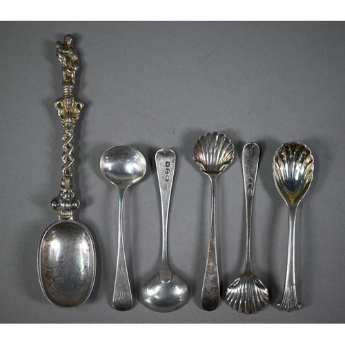 146 - A Victorian cast silver cabinet spoon, the finial as a mother with children, Charles & George Fo... 