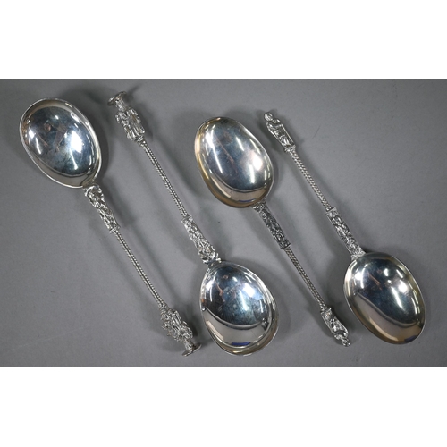 166 - A cased set of two berry spoons with matching sifter ladle, all of Georgian origin, with gilt bowls,... 