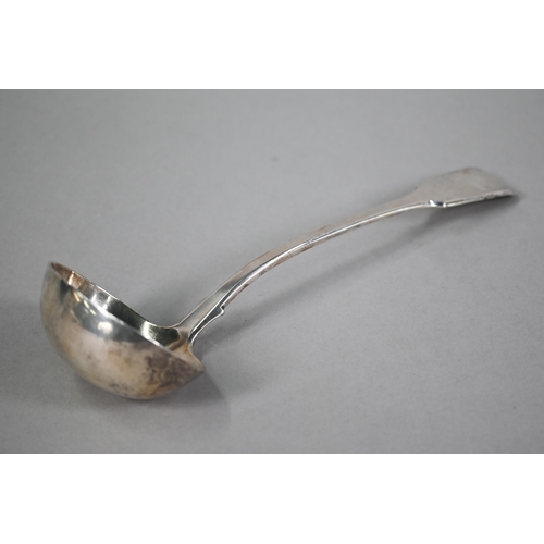 178 - A Victorian heavy quality silver fiddle pattern soup ladle, Samuel Hayne & Dudley Cater, 9.8oz