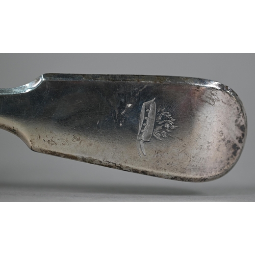 178 - A Victorian heavy quality silver fiddle pattern soup ladle, Samuel Hayne & Dudley Cater, 9.8oz