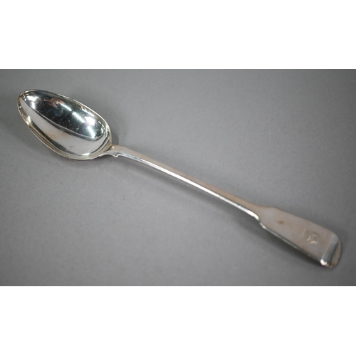 180 - A George III silver fiddle pattern stuffing spoon, Eley & Fearn, London 1814, 4.4oz, 30cm long