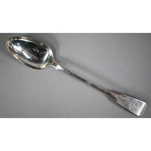 180 - A George III silver fiddle pattern stuffing spoon, Eley & Fearn, London 1814, 4.4oz, 30cm long