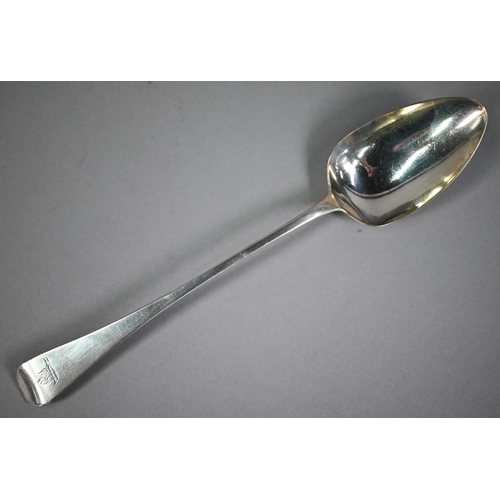 182 - A George III silver old English pattern basting spoon, Thomas Dicks, London 1810, 2.8oz,  29cm long