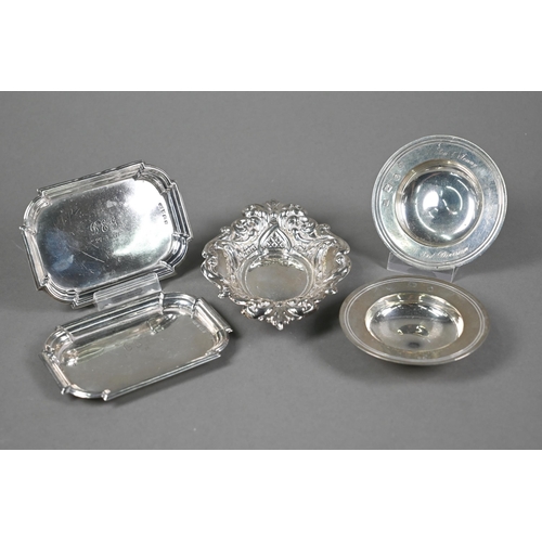 189 - Two pairs of small silver pin-dishes (one pair being miniature Armada dishes), Birmingham 1955/ Lond... 