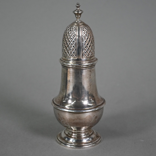 193 - A silver baluster sugar caster, London 1977, 14.5cm, to/w a cased set of six seal-top teaspoons, She... 