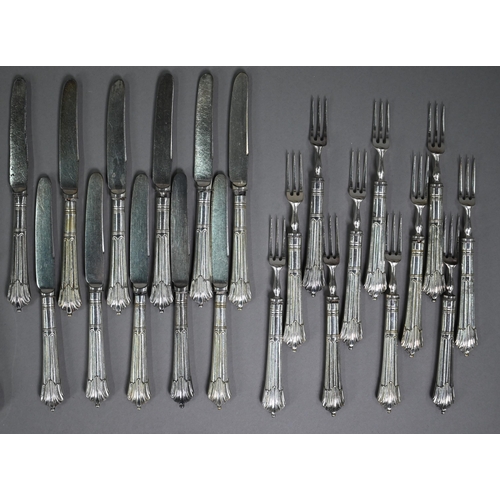 198 - A set of eleven each Queens pattern fish knives and forks with loaded silver handles, to/w various o... 