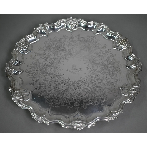 2 - A Walker & Hall electroplated 37cm salver, to/w a plated on copper punch bowl with associated cu... 