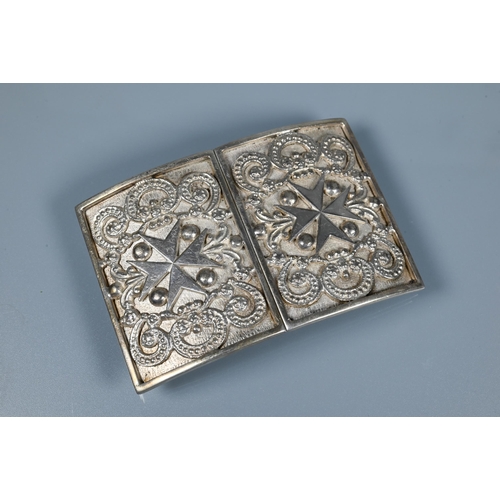 208 - A collection of white metal buckles including single pierced Victorian buckle with two lions rampant... 