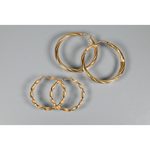 214 - A 9ct rose gold curb chain (a/f), to/w two pairs of large twisted hoop earrings, approx 27.2 g all i... 