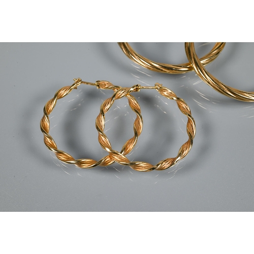 214 - A 9ct rose gold curb chain (a/f), to/w two pairs of large twisted hoop earrings, approx 27.2 g all i... 