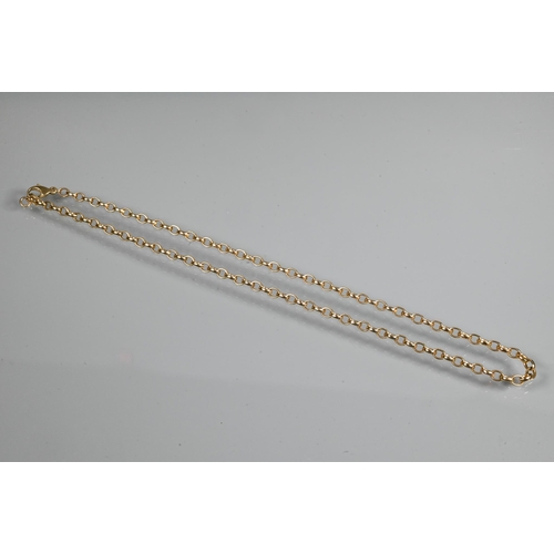 246 - A 9ct yellow gold belcher chain necklace, on later clasp, 22 cm long (closed), approx 16.8g