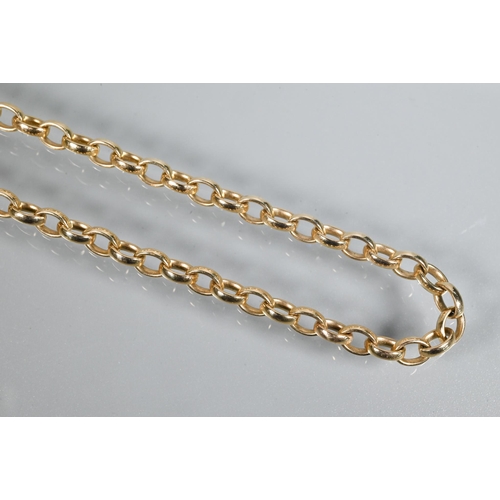 246 - A 9ct yellow gold belcher chain necklace, on later clasp, 22 cm long (closed), approx 16.8g