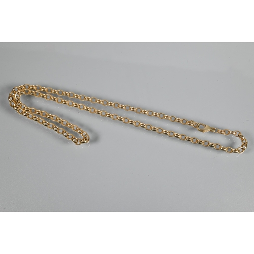 246 - A 9ct yellow gold belcher chain necklace, on later clasp, 22 cm long (closed), approx 16.8g