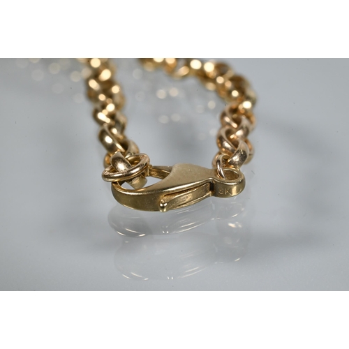 246 - A 9ct yellow gold belcher chain necklace, on later clasp, 22 cm long (closed), approx 16.8g